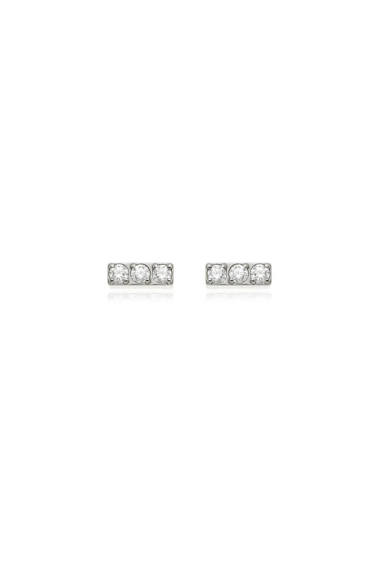 Tish Lyon Labret Titanium Three Stone Bar Stud Earrings