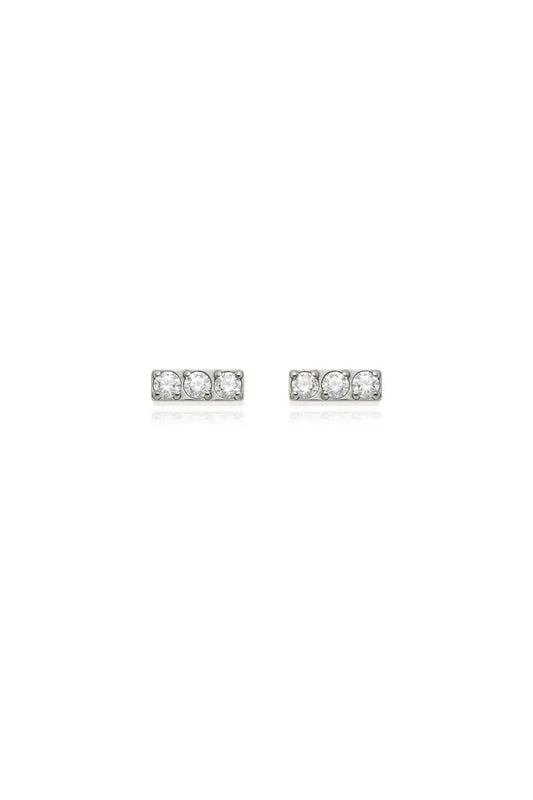 Tish Lyon Labret Titanium Three Stone Bar Stud Earrings