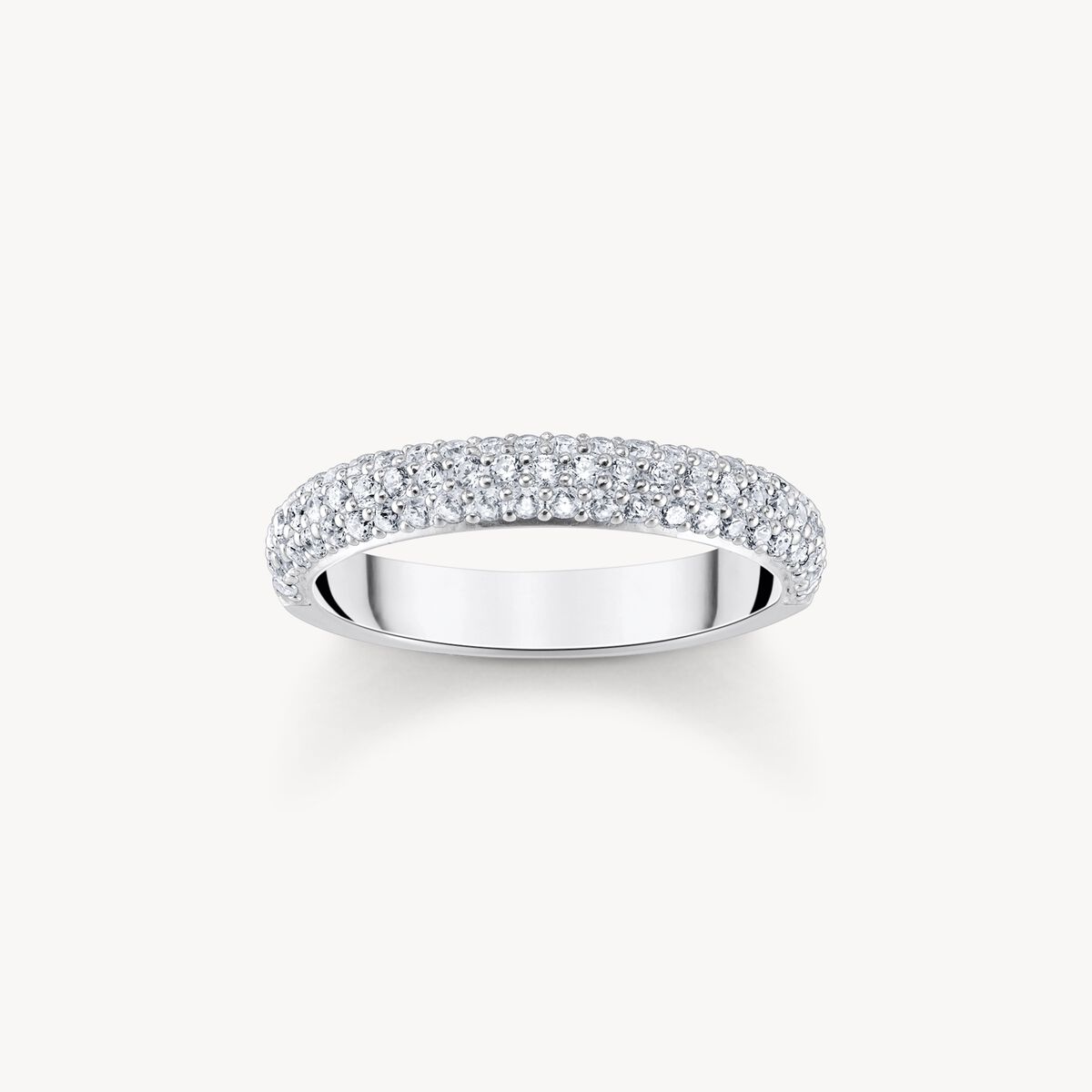 Thomas Sabo Sterling Silver Three Row Cubic Zirconia Ring Size 56 TR2462-051-14