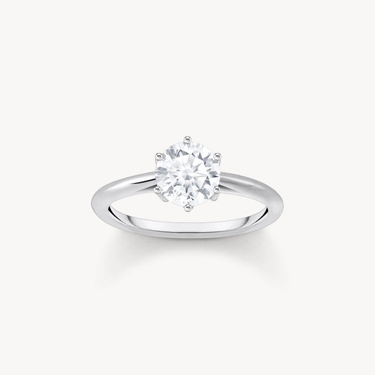 Thomas Sabo Sterling Silver Cubic Zirconia 6 Claw Ring Size 54 TR2474-051-14