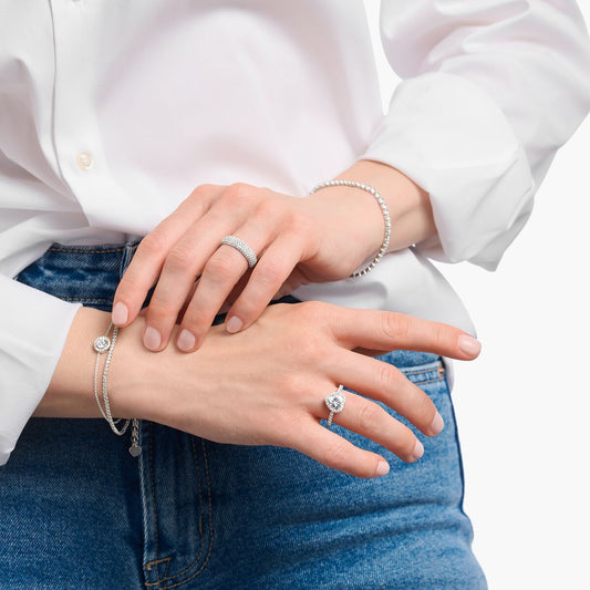 Thomas Sabo Sterling Silver Cubic Zirconia Heart Cluster Ring Size 54 TR2477-051-14