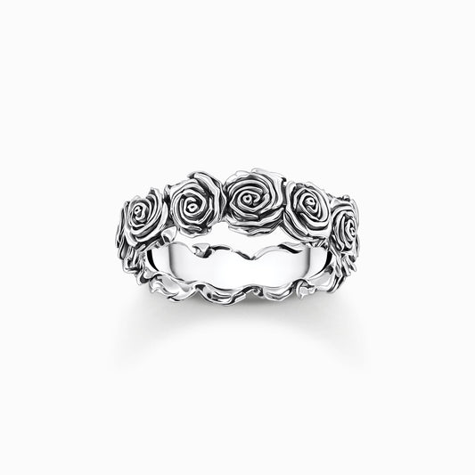 Thomas Sabo Sterling Silver Midnight Rose Band Size 60 TR2488-637-21