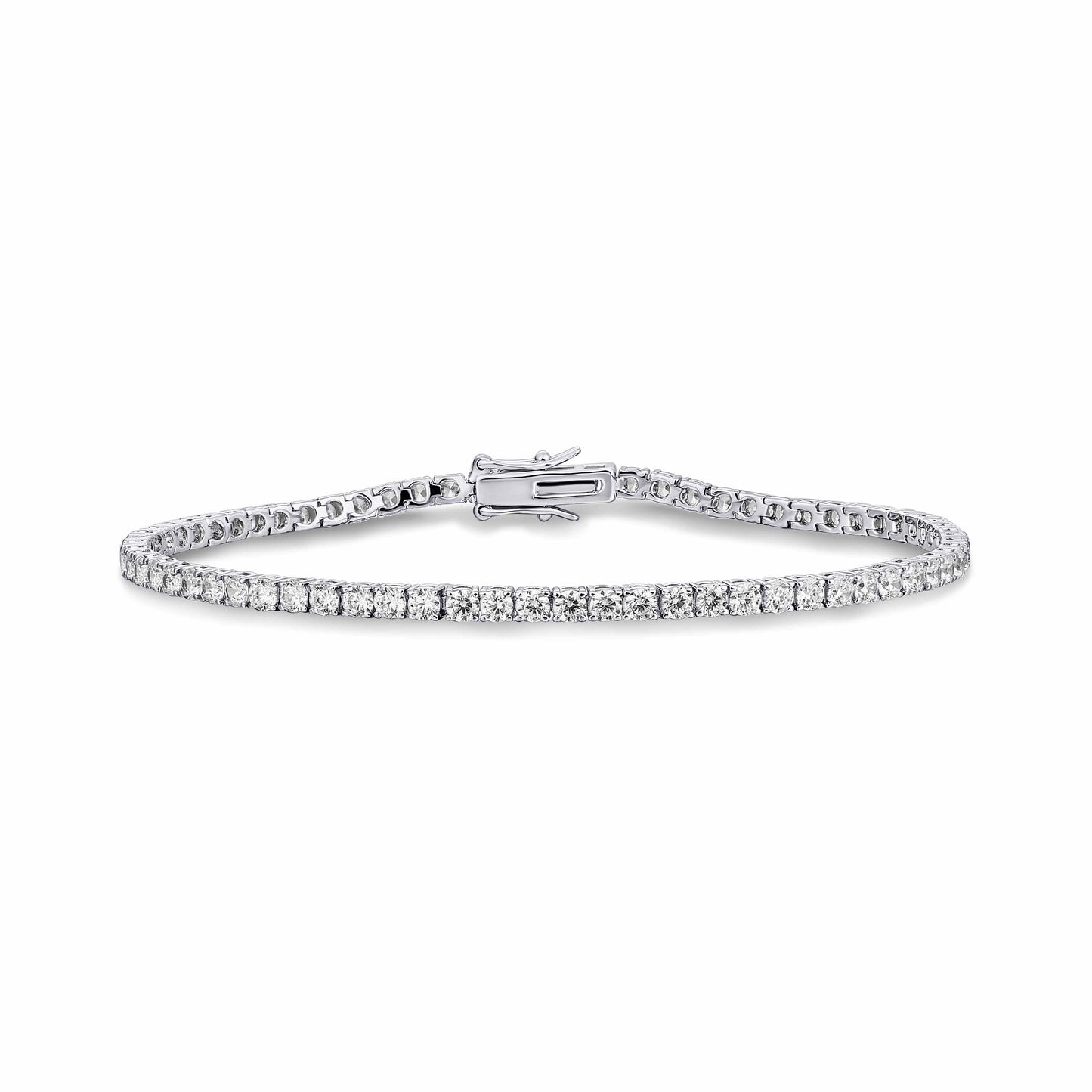 Sterling Silver Cubic Zirconia 2.5mm Claw Set Line Bracelet