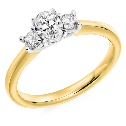 18ct Yellow Gold Oval and Brilliant Cut 0.70ct Diamond Ring