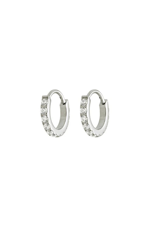 Tish Lyon Titanium Crystal Hoop Earrings 8mm