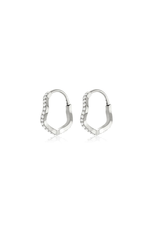 Tish Lyon Titanium Crystal Wavy Hoop Earrings