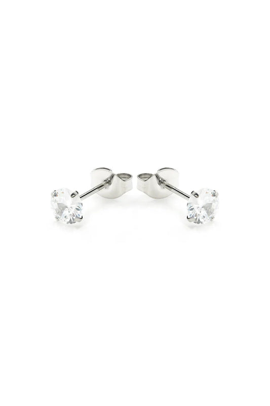 Tish Lyon Titanium Round Claw Set Moissanite Stud Earrings
