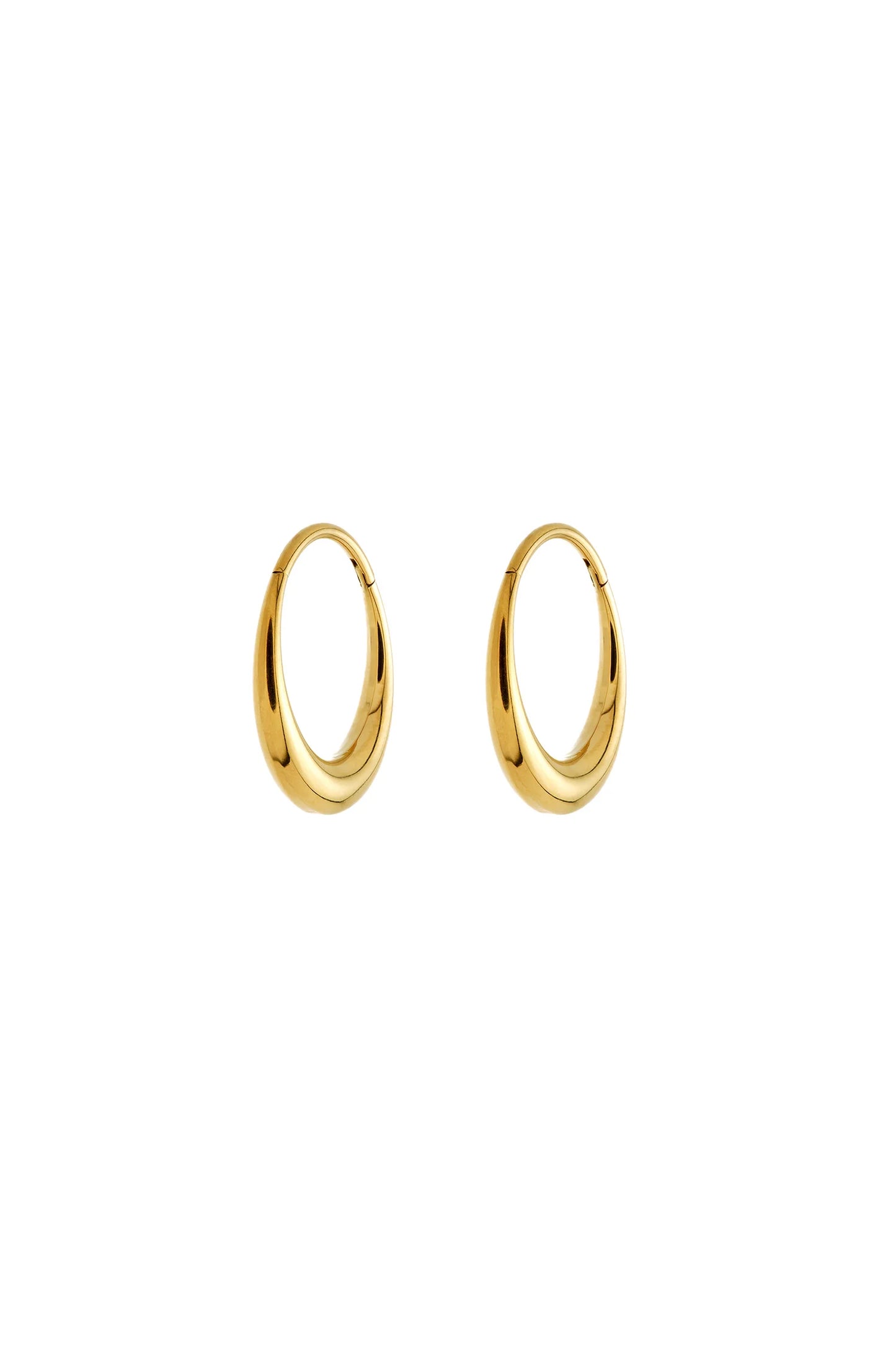 Tish Lyon Yellow Gold PVD Titanium 10mm Hollow Hoop Earrings