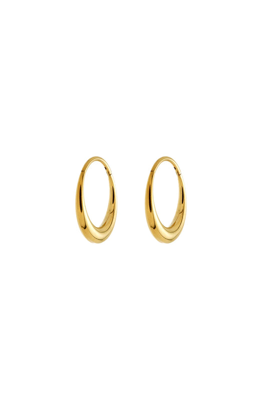 Tish Lyon Yellow Gold PVD Titanium 10mm Hollow Hoop Earrings
