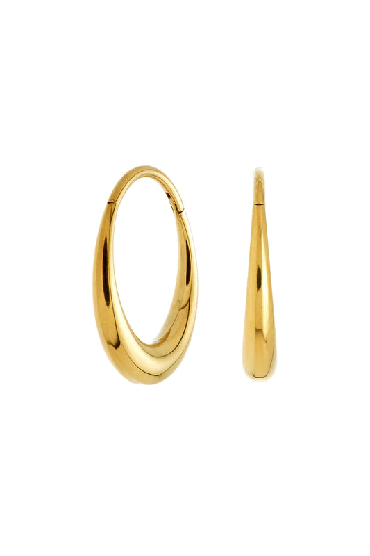 Tish Lyon Yellow Gold PVD Titanium 10mm Hollow Hoop Earrings