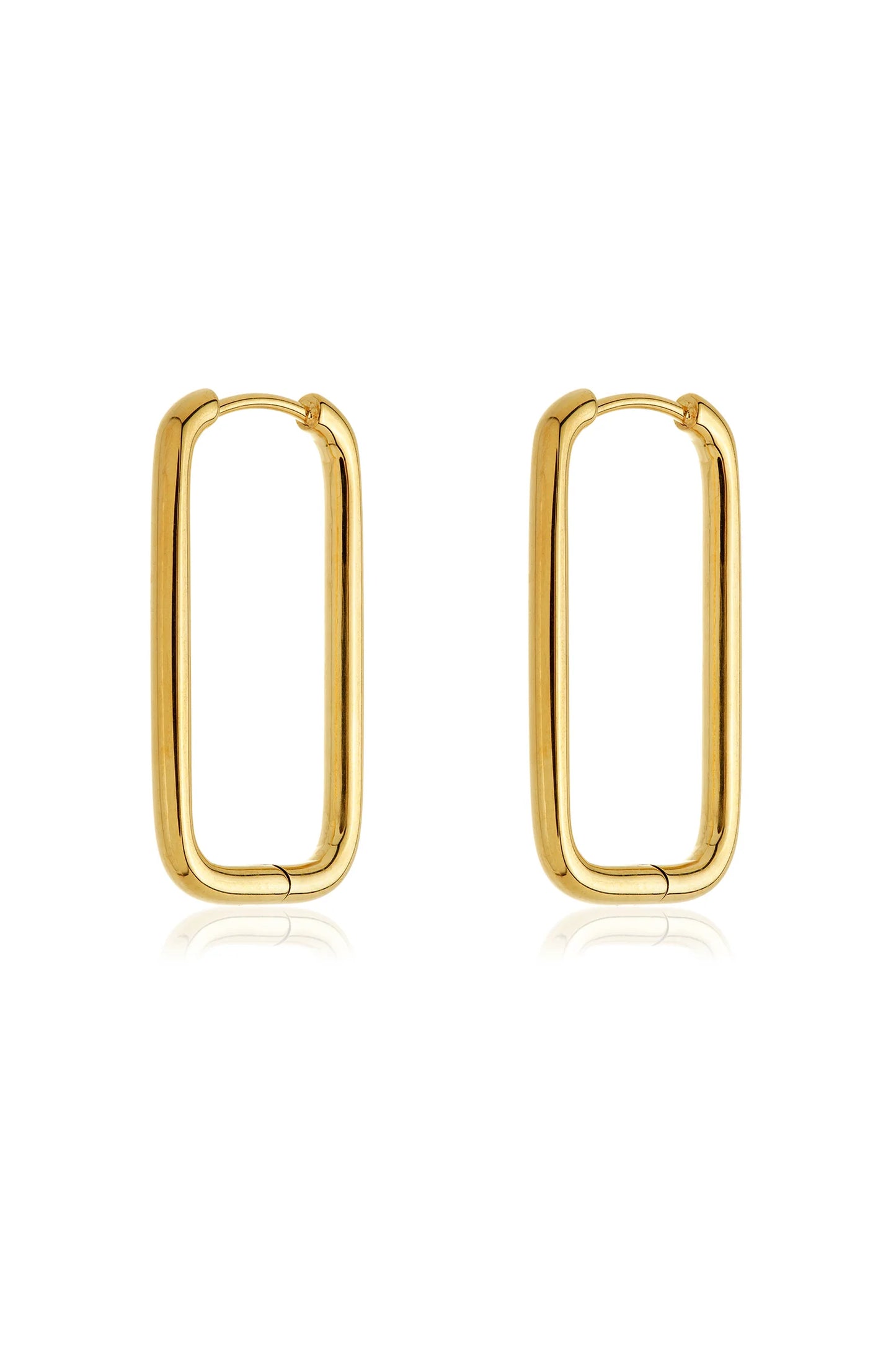 Tish Lyon Yellow Gold PVD Titanium Slim Rectangular Hoop Earrings