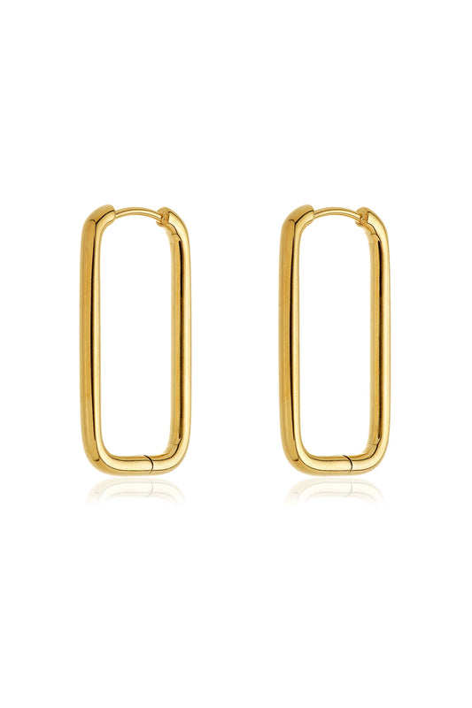 Tish Lyon Yellow Gold PVD Titanium Slim Rectangular Hoop Earrings