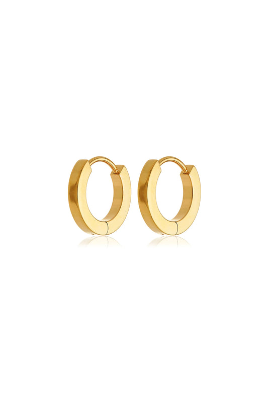 Tish Lyon Yellow Gold PVD Titanium 12mm Plain Huggy Hoop Earrings