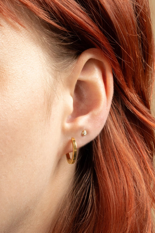 Tish Lyon Yellow Gold PVD Titanium 12mm Plain Huggy Hoop Earrings