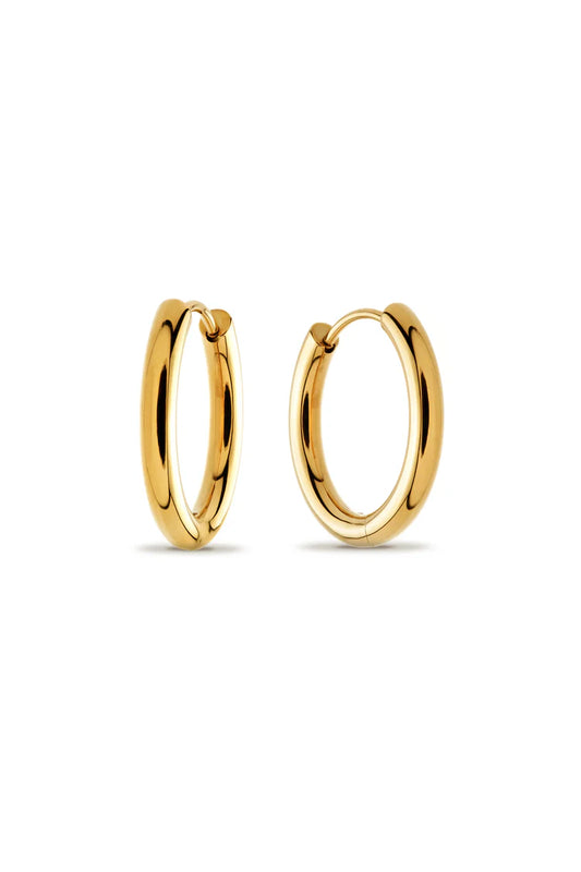 Tish Lyon Yellow Gold PVD Titanium 16mm Hollow Tubular Hoop Earrings