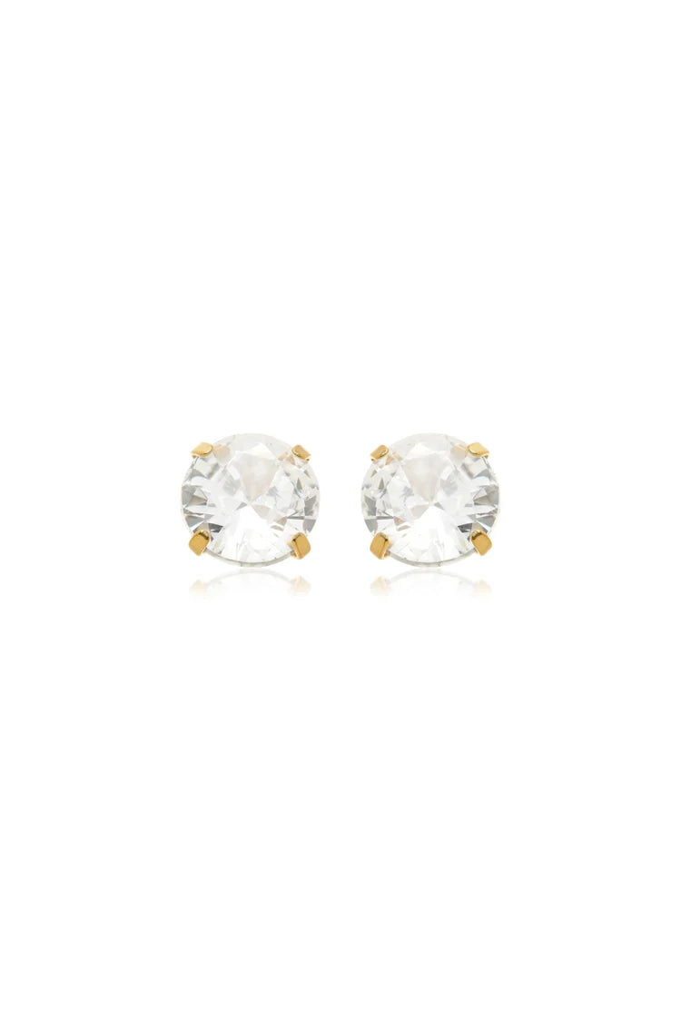 Tish Lyon Yellow Gold PVD Round Claw Moissanite Titanium Stud Earrings