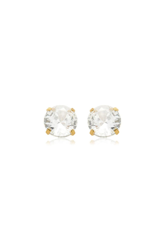 Tish Lyon Yellow Gold PVD Round Claw Moissanite Titanium Stud Earrings