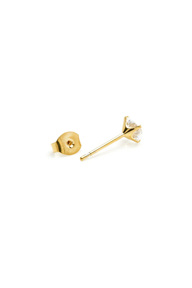 Tish Lyon Yellow Gold PVD Round Claw Moissanite Titanium Stud Earrings