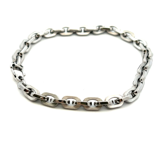 Unique & Co Stainless Steel Oval Polished Link Bracelet 23cm