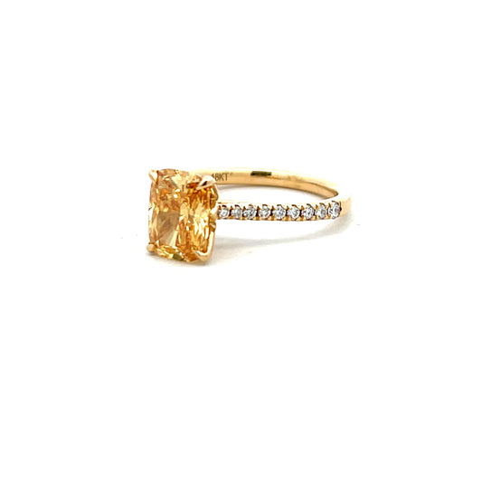 18ct Yellow Gold Laboratory Grown Fancy Vivid Yellow Cushion Diamond Ring Size M
