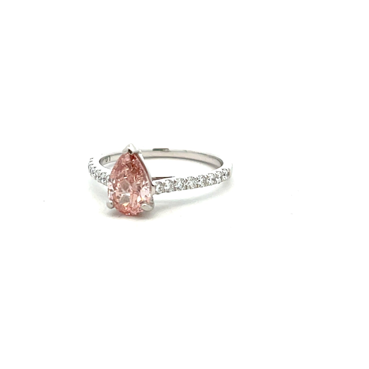 Platinum Laboratory Grown Pink Pear Cut Diamond Ring Size M