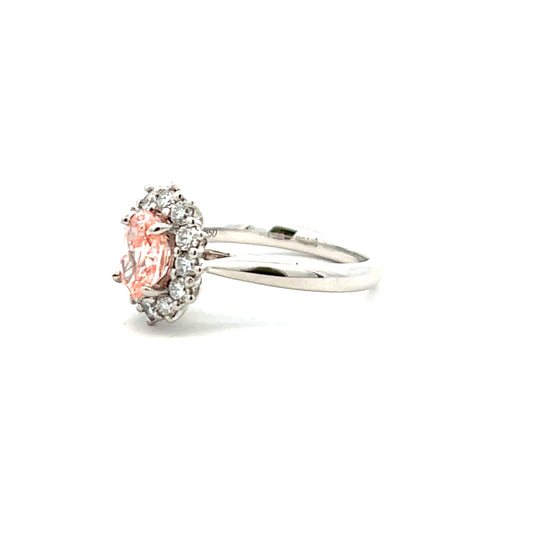 Platinum Laboratory Grown Fancy Vivid Pink Diamond Cluster Ring Size L