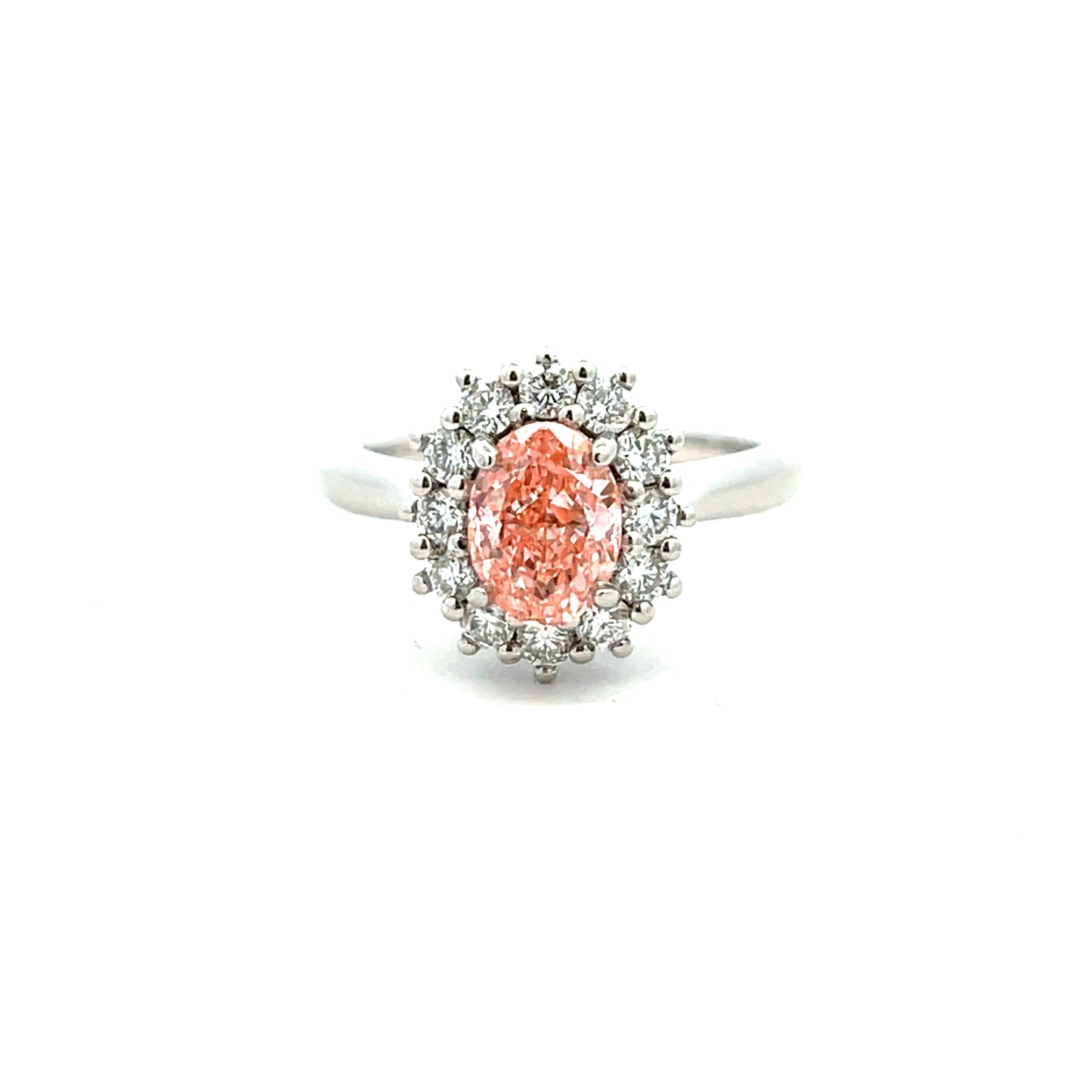 Platinum Laboratory Grown Fancy Vivid Pink Diamond Cluster Ring Size L