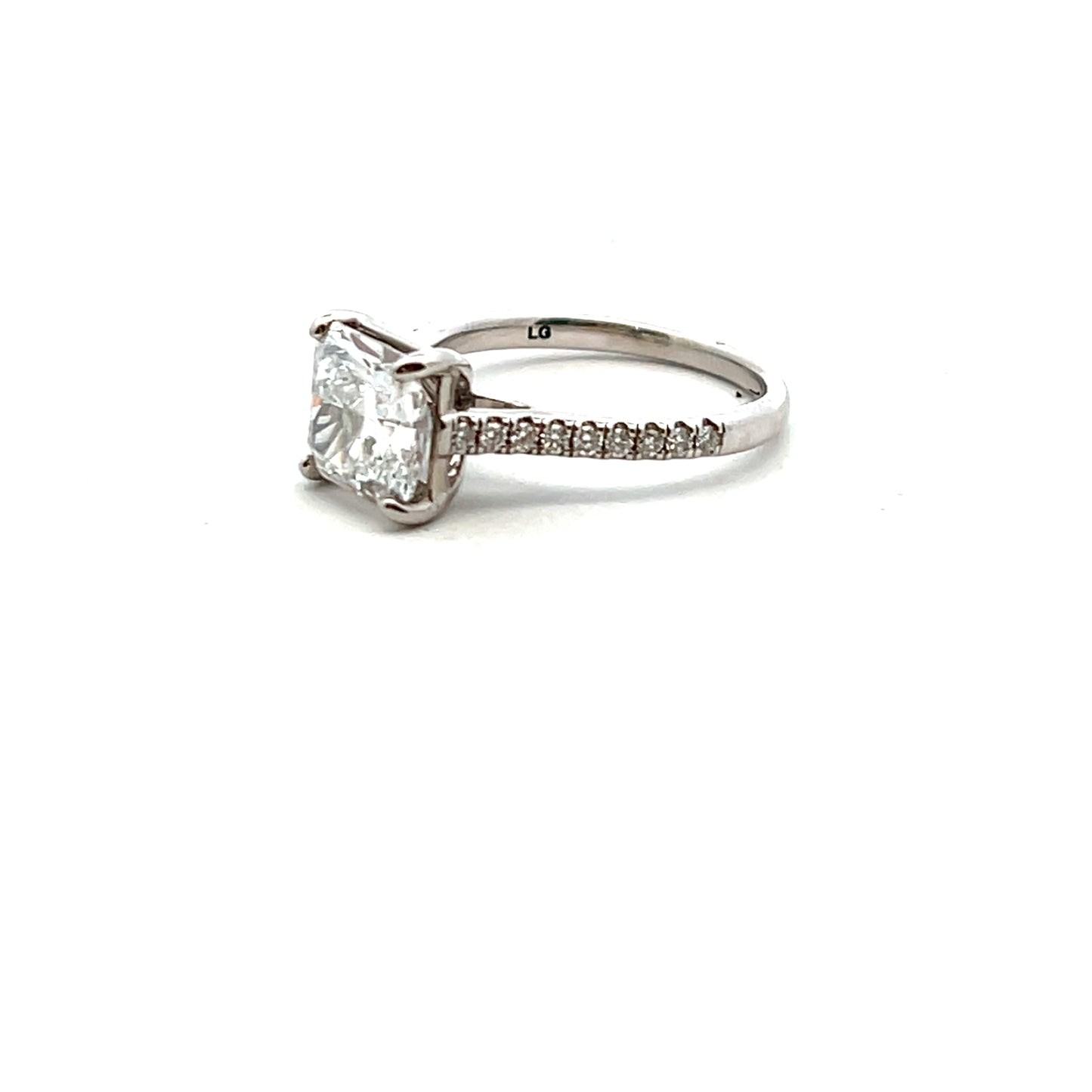 Platinum Laboratory Grown Radiant Cut Diamond Ring with Laboratory Grown Diamond Shoulders Size M