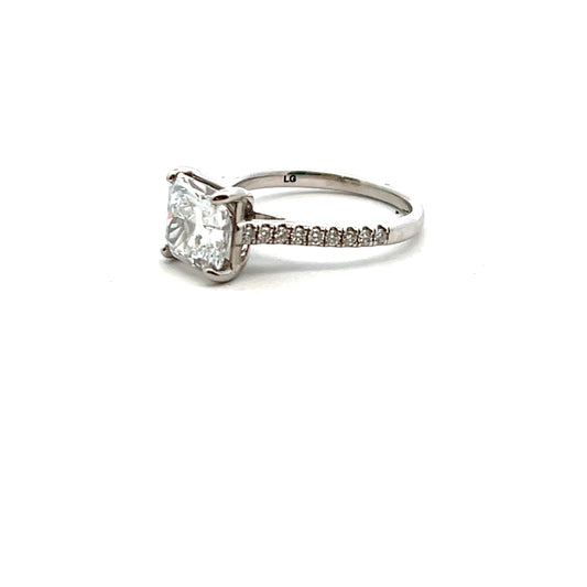 Platinum Laboratory Grown Radiant Cut Diamond Ring with Laboratory Grown Diamond Shoulders Size M