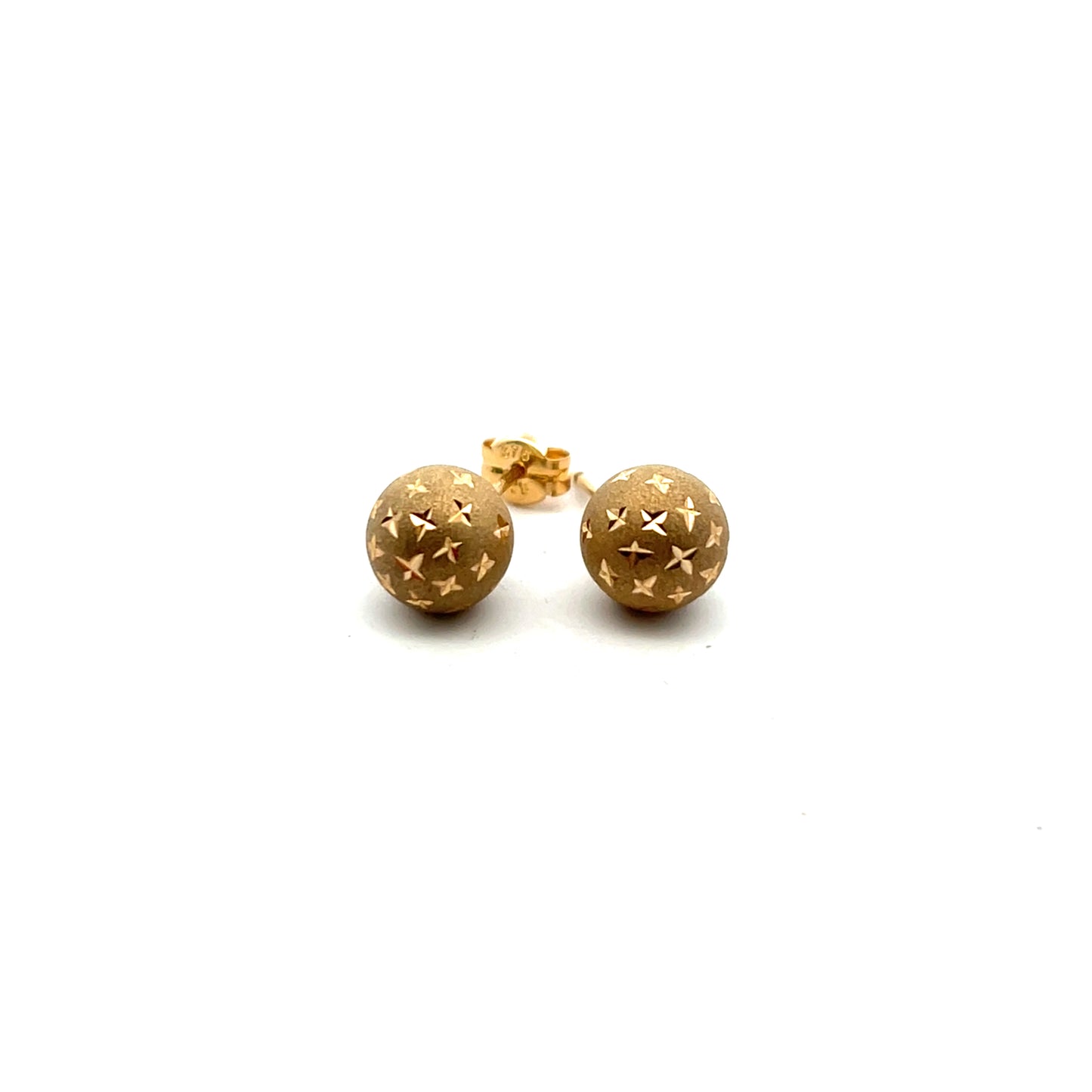 9ct Yellow Gold Satin Star Ball Stud Earrings