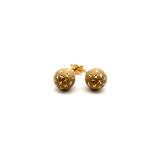 9ct Yellow Gold Satin Star Ball Stud Earrings