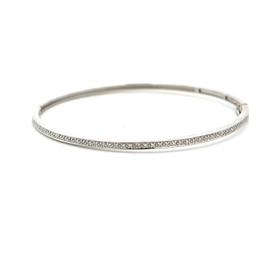 9ct White Gold 0.23ct Diamond Hinged Bangle