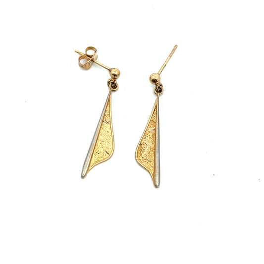 9ct Yellow Gold Unique Shaped Drop Earrings