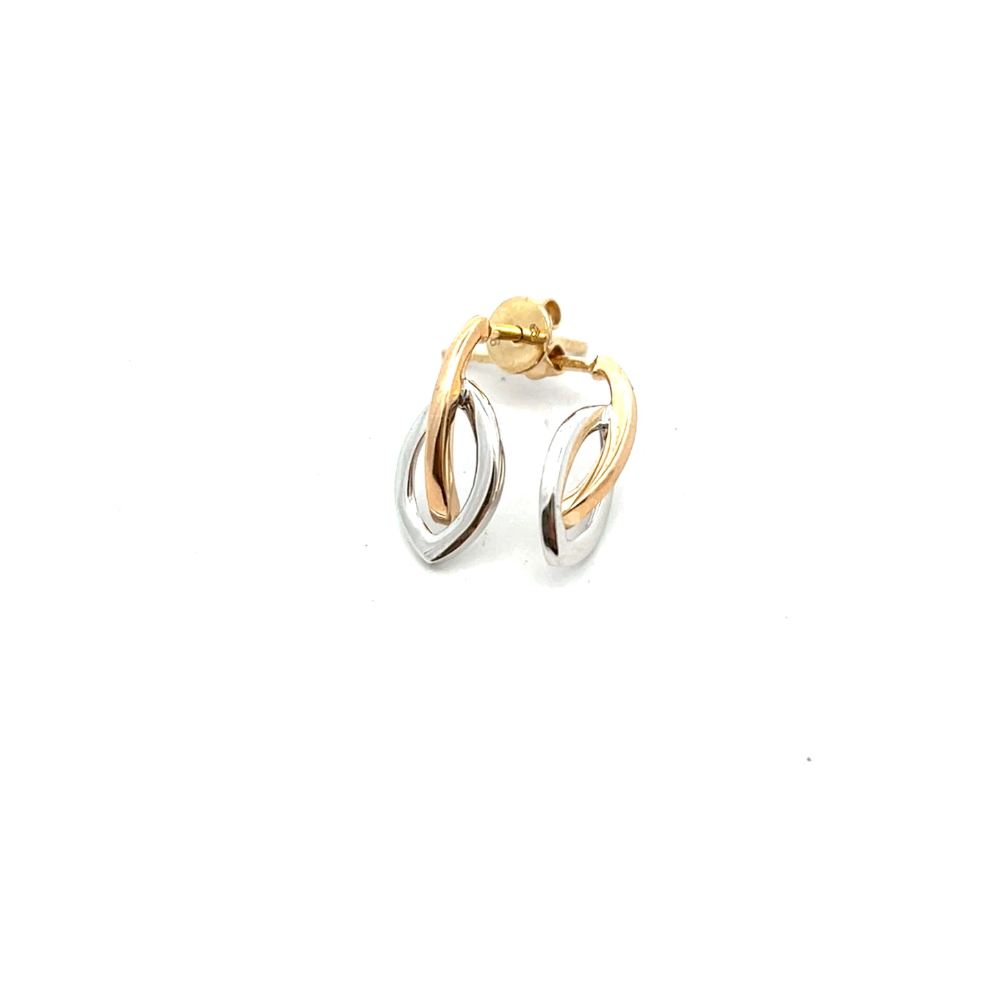 9ct Yellow and White Gold Marquise Open Stud Earrings