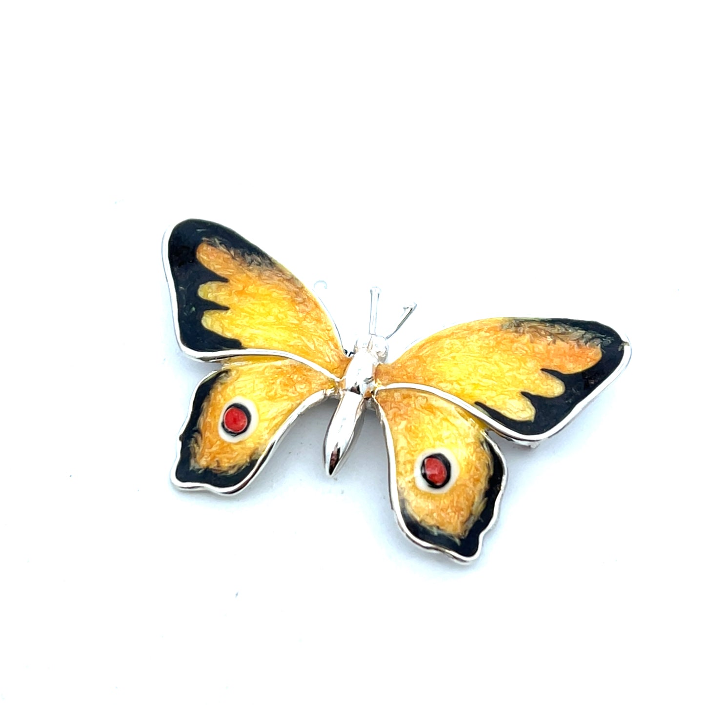 Sterling Silver Large Enamel Butterfly Brooch