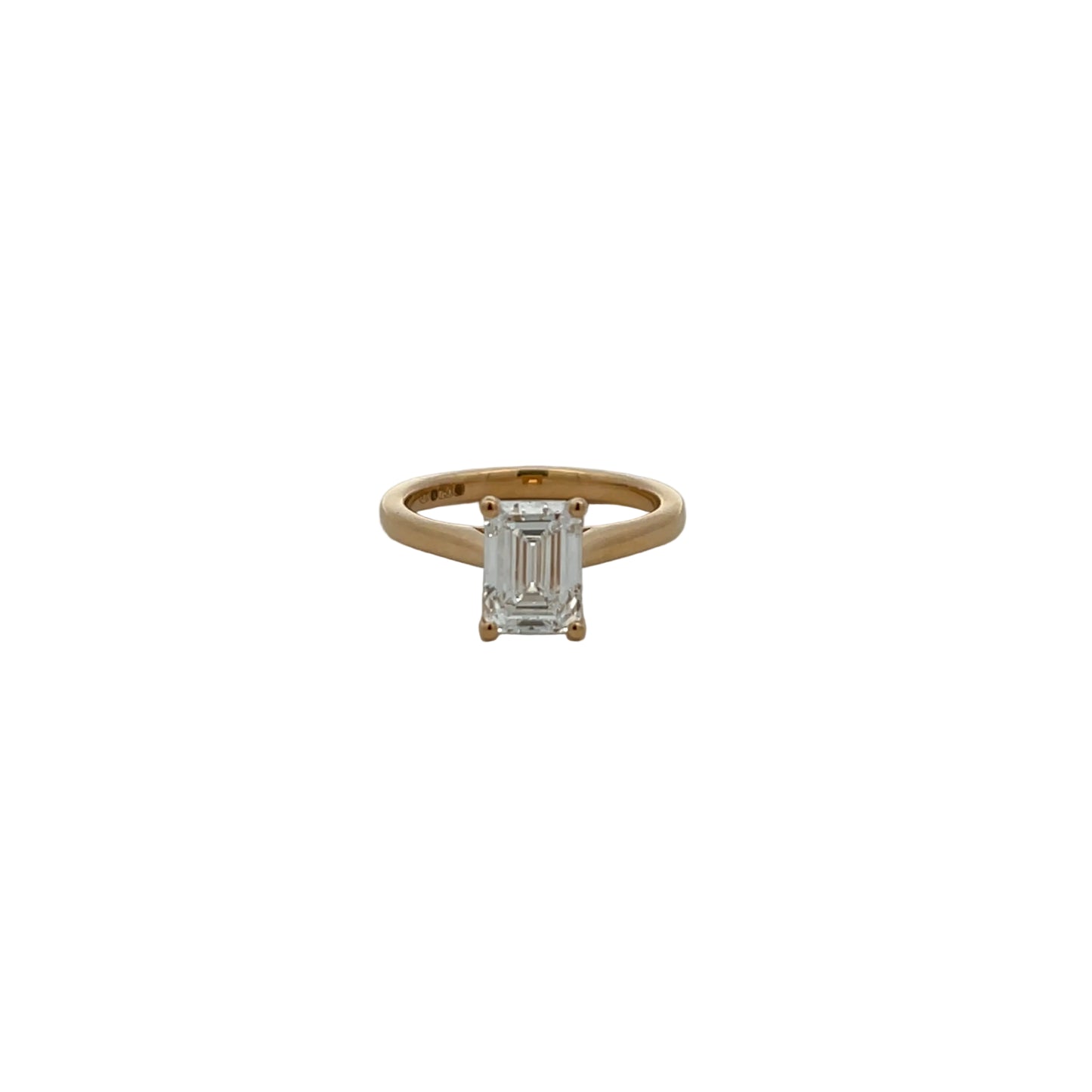 18ct Yellow Gold Laboratory Grown Diamond 2.03ct Emerald Cut Ring Size N
