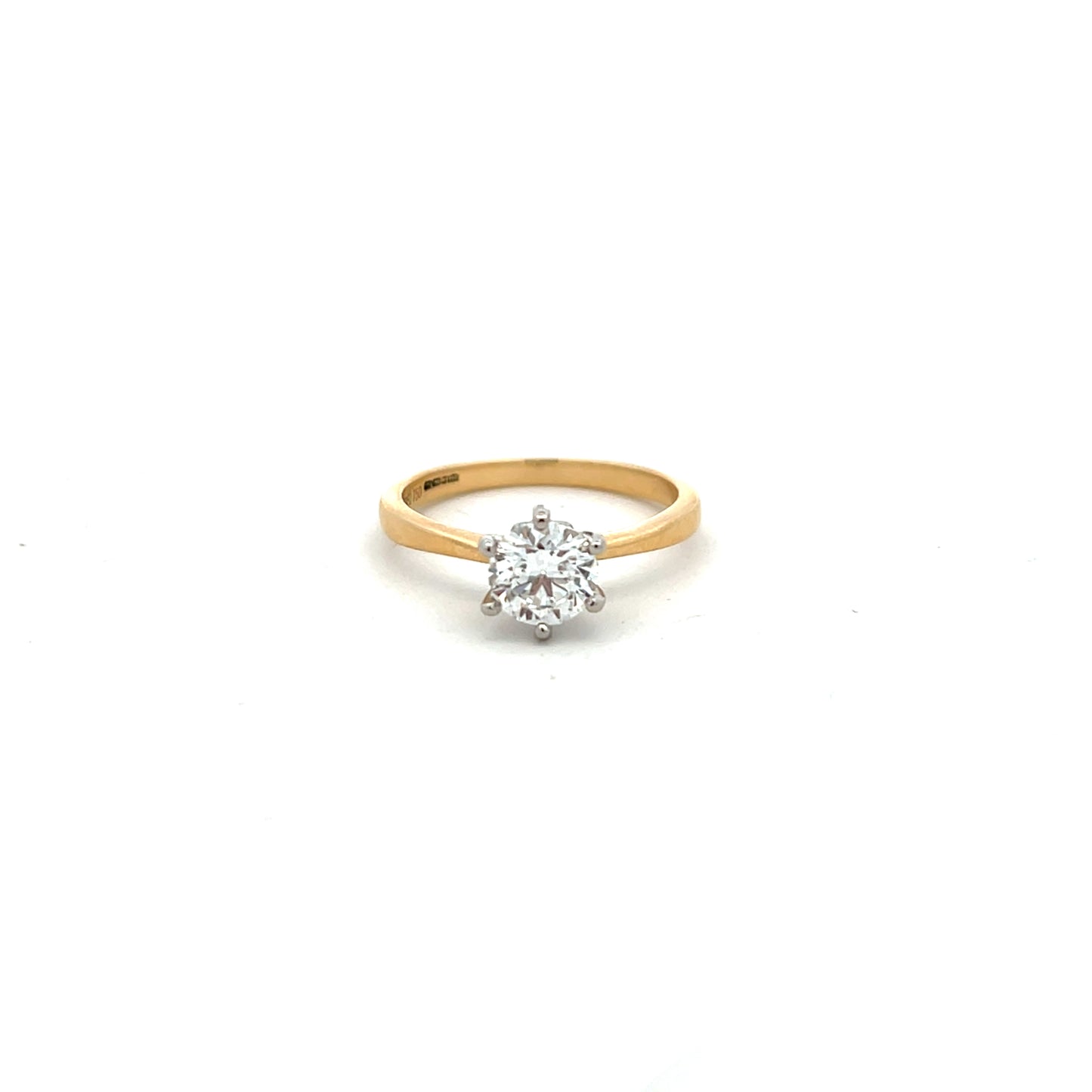 18ct Yellow Gold 0.90ct Brilliant Cut Diamond Ring Size M