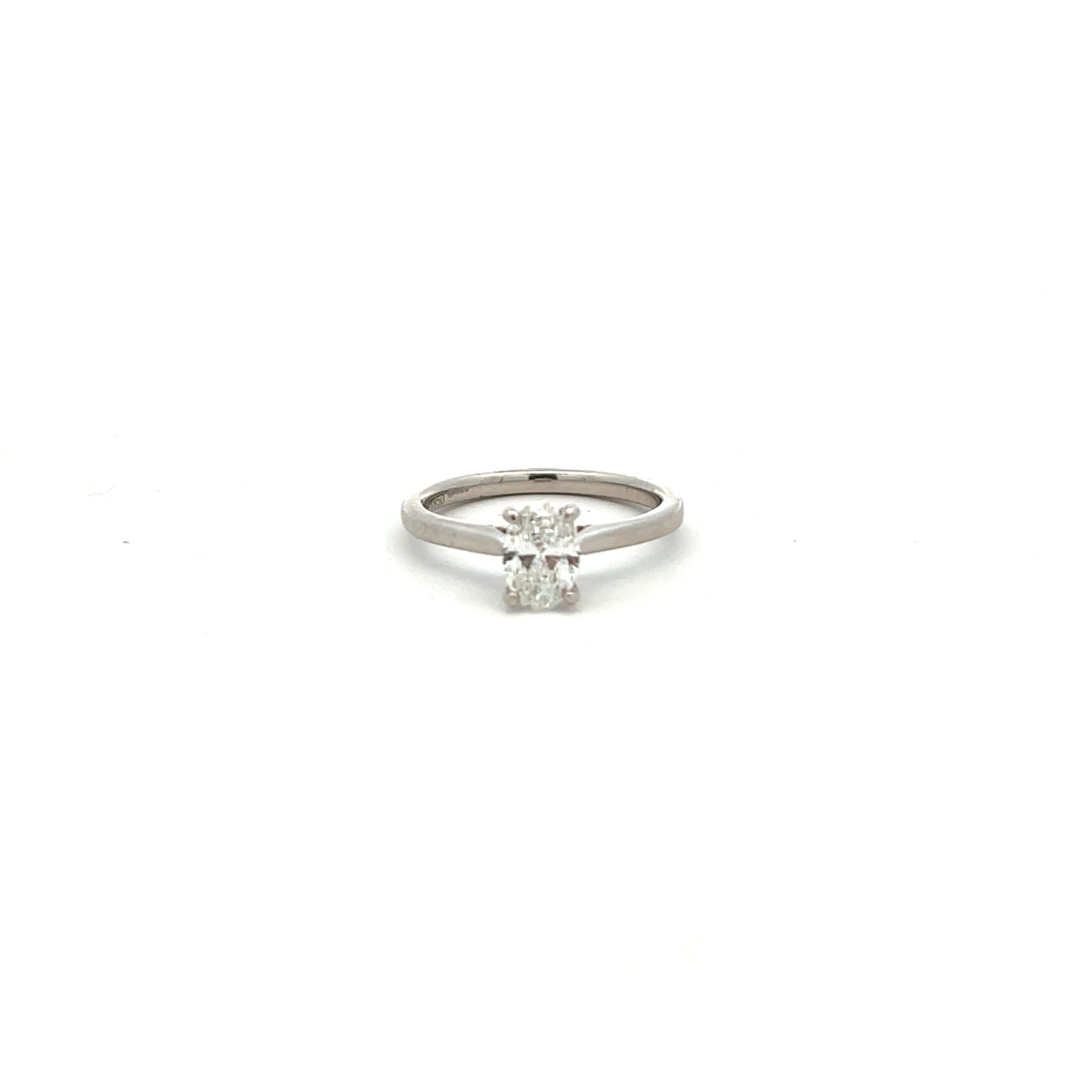 Platinum 0.76ct Oval Cut Diamond Ring Size M