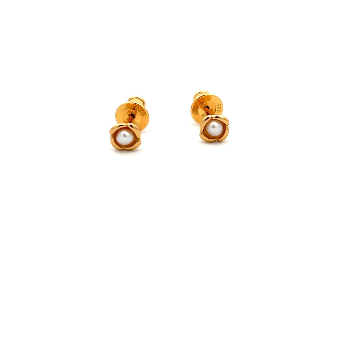 Jersey Pearl Yellow Gold Plated Aria Flower Stud Earrings