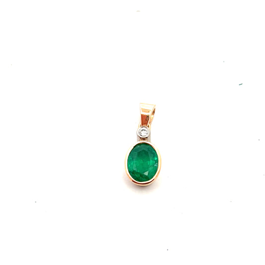 Pre-Owned Emerald and Diamond Pendant