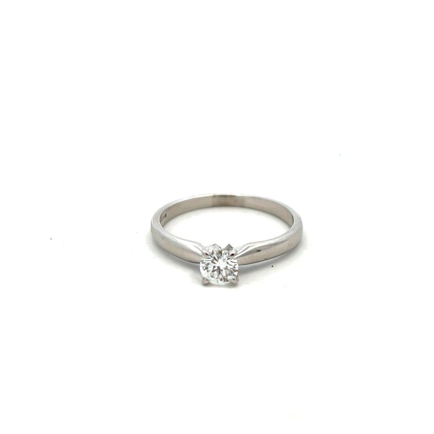 Pre-Owned Single Diamond Platinum Ring Size Q