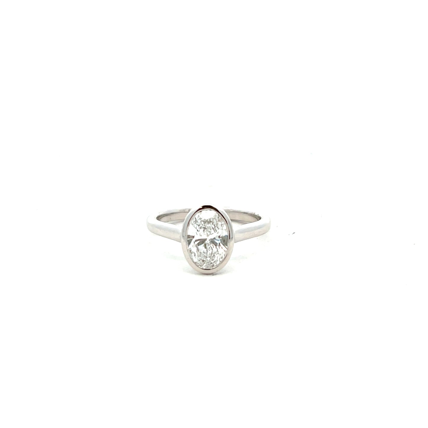 Platinum Laboratory Grown Diamond 1.51ct Oval Cut Bezel Set Ring Size M