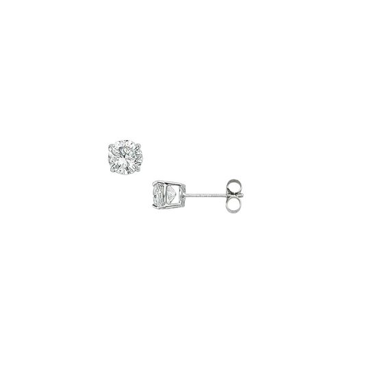 9ct White Gold 5mm Round Cubic Zirconia 4 Claw Stud Earrings
