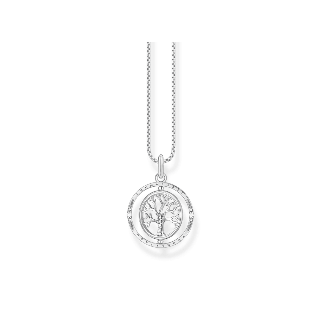 Thomas Sabo Sterling Silver Cubic Zirconia Tree of Life Spinning Necklace KE2148-643-14