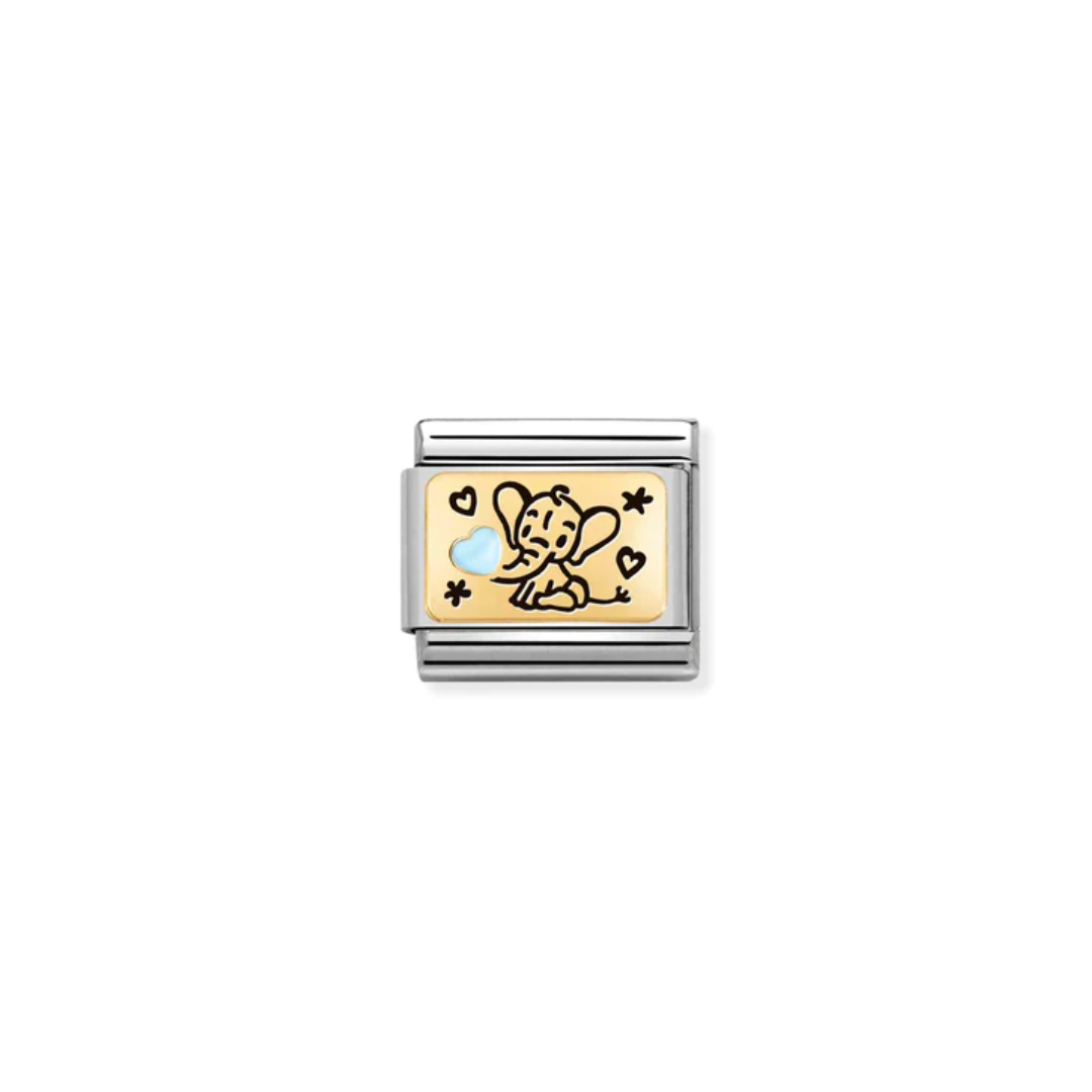 Nomination Classic Gold Elephant with Blue Heart Charm 030289/04