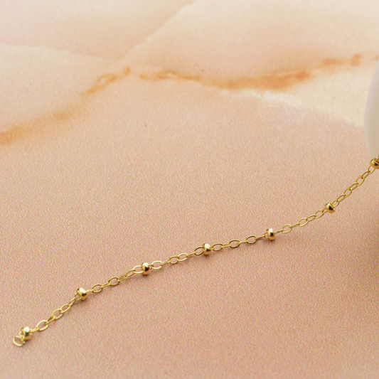 Yellow Gold Filled Oval Cable With Beads Permanent Bracelet