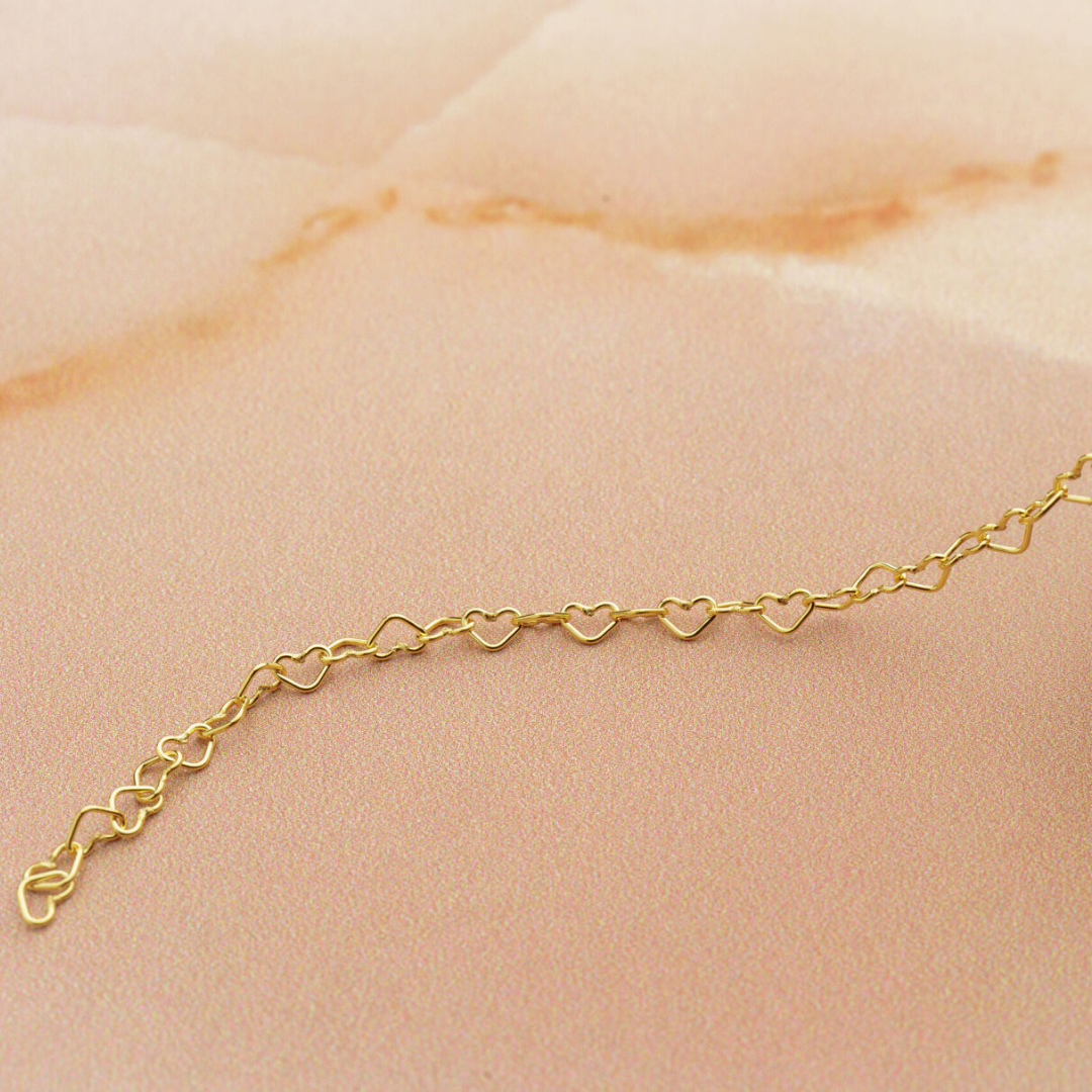 Yellow Gold Filled Heart Permanent Bracelet