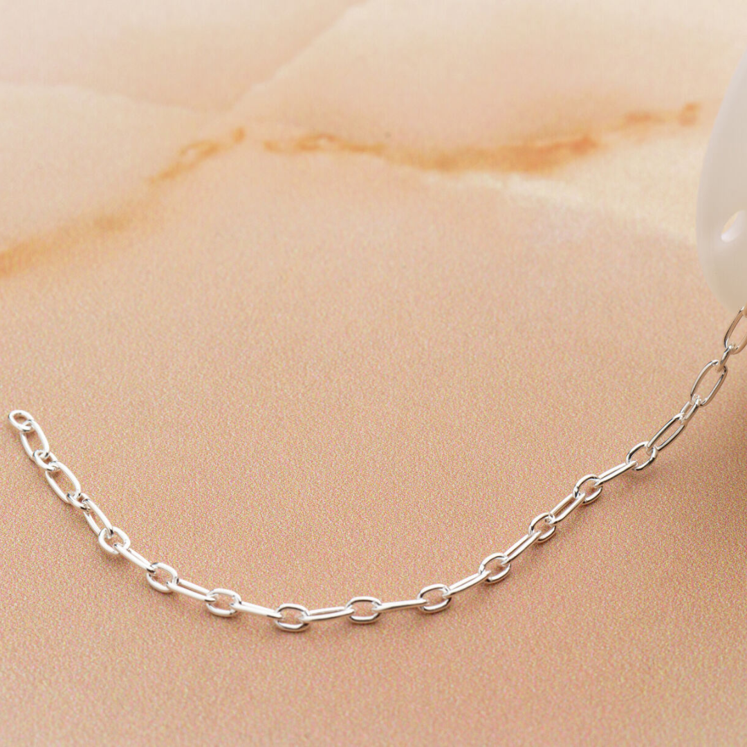 Silver Alternate Long And Short Oval Link Permanent Bracelet