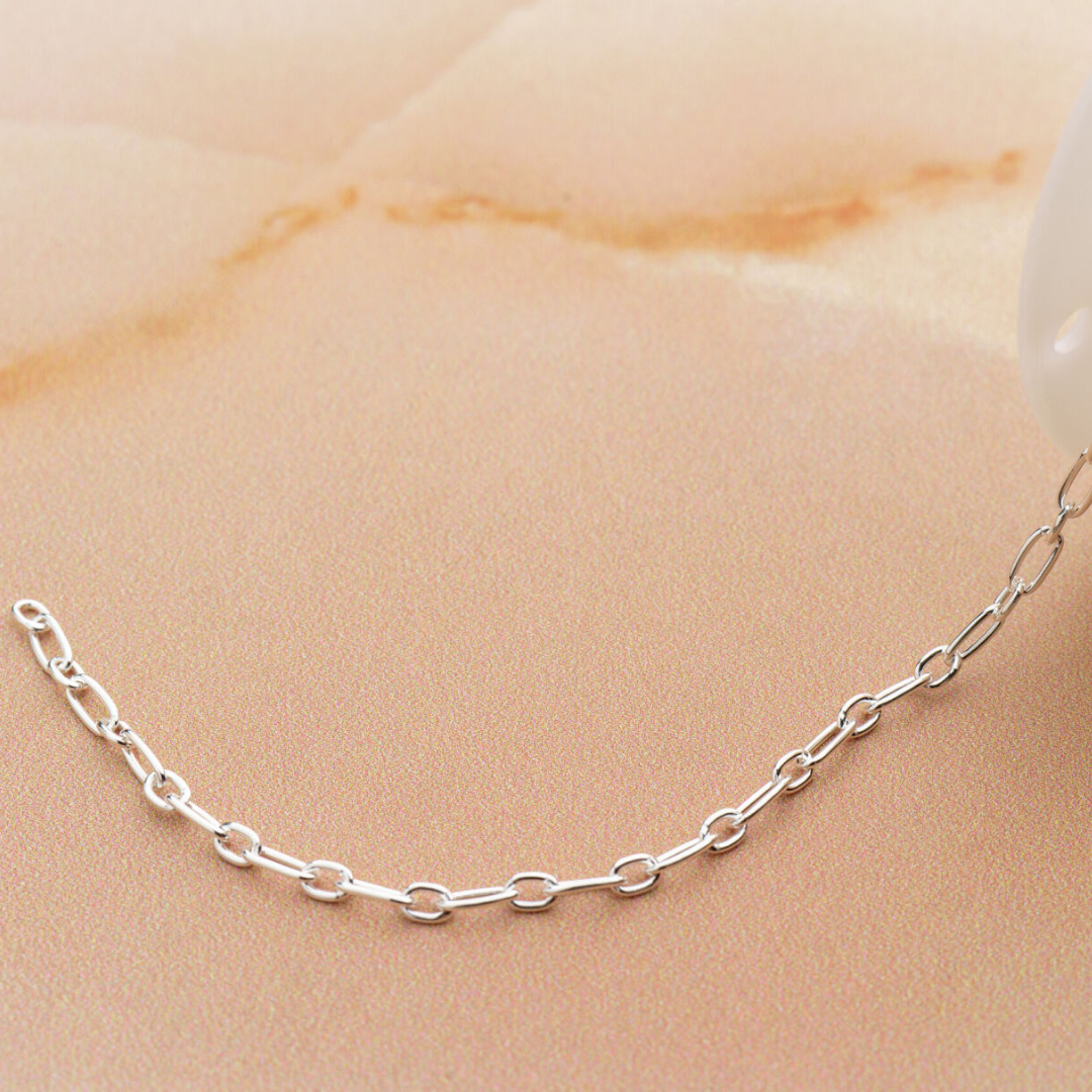 Sterling Silver Alternate Long And Short Oval Link Permanent Bracelet