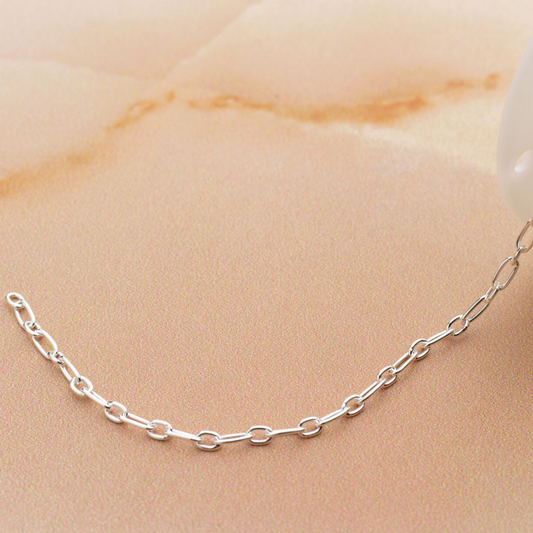 Silver Alternate Long And Short Oval Link Permanent Bracelet